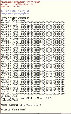 Recepteur télécommande infra rouge